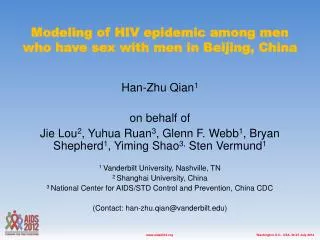 Modeling of HIV epidemic among men who have sex with men in Beijing, China