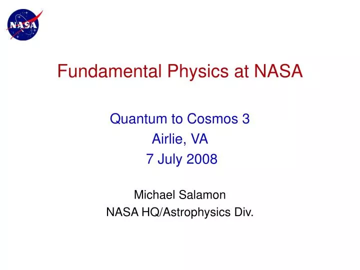 fundamental physics at nasa