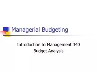 Managerial Budgeting