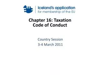 Chapter 16: Taxation Code of Conduct