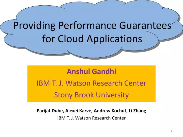 providing performance guarantees for cloud applications