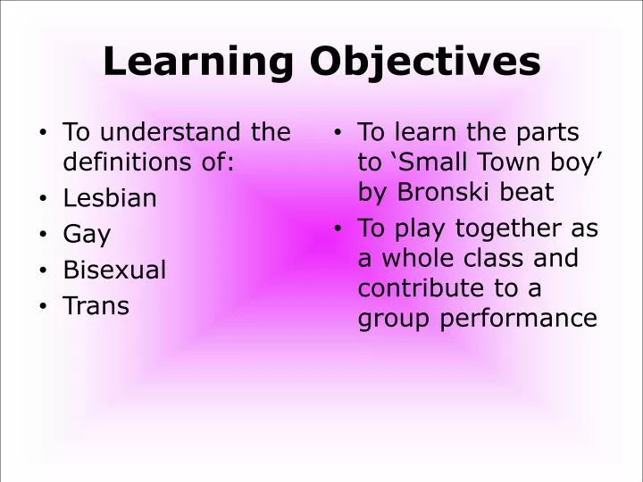 learning objectives