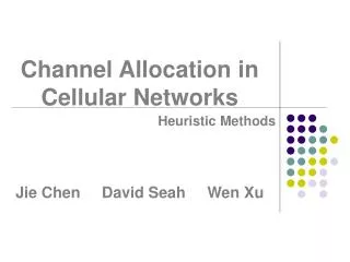 Channel Allocation in Cellular Networks
