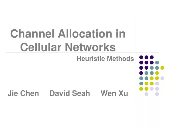 channel allocation in cellular networks