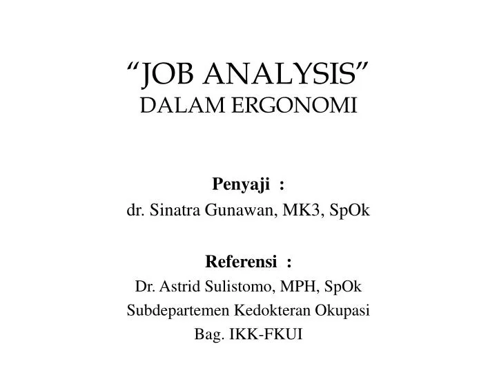 job analysis dalam ergonomi