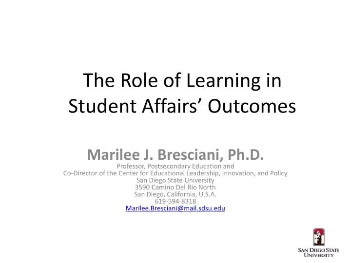 the role of learning in student affairs outcomes