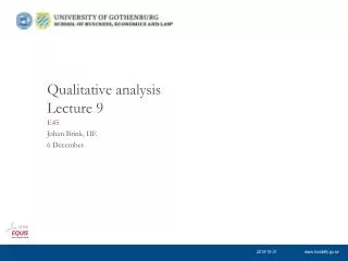 Qualitative analysis Lecture 9