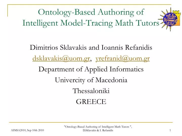 ontology based authoring of intelligent model tracing math tutors