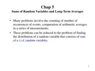 Chap 5 Sums of Random Variables and Long-Term Averages