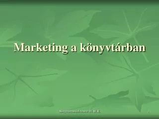 marketing a k nyvt rban