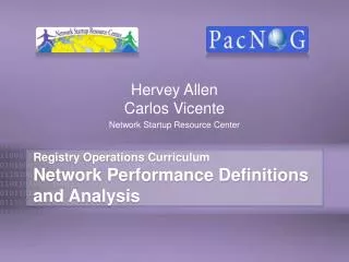 Registry Operations Curriculum Network Performance Definitions and Analysis