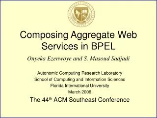 Composing Aggregate Web Services in BPEL