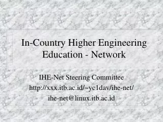 In-Country Higher Engineering Education - Network