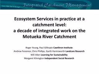Ecosystem Services in practice at a catchment level:
