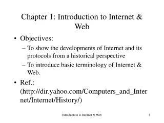 Chapter 1: Introduction to Internet &amp; Web