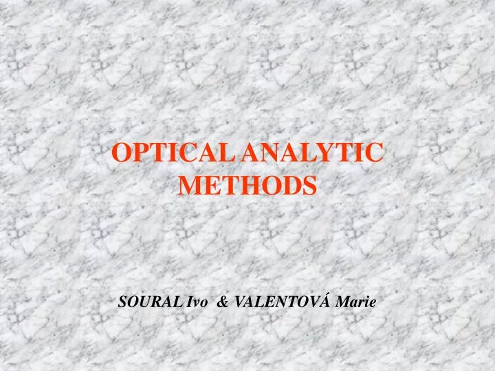 optical analytic methods