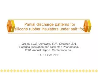 partial discharge patterns for silicone rubber insulators under salt fog