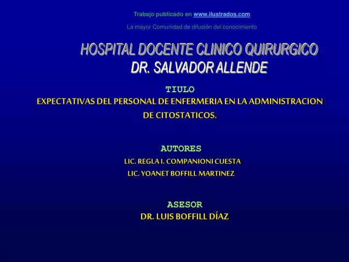 tiulo expectativas del personal de enfermeria en la administracion de citostaticos