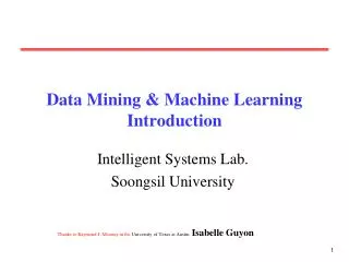 Data Mining &amp; Machine Learning Introduction