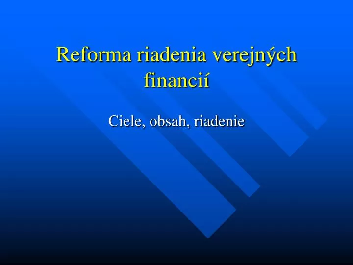 reforma riadenia verejn ch financi