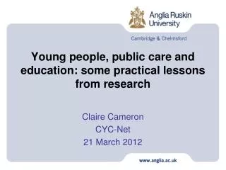 Young people, public care and education: some practical lessons from research