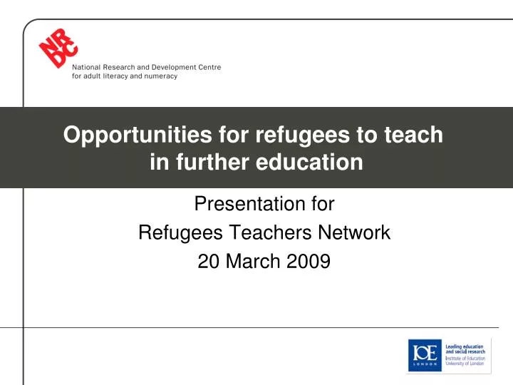 presentation for refugees teachers network 20 march 2009