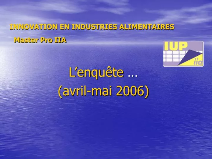 innovation en industries alimentaires master pro iia