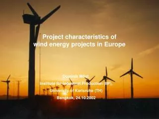 Project characteristics of wind energy projects in Europe