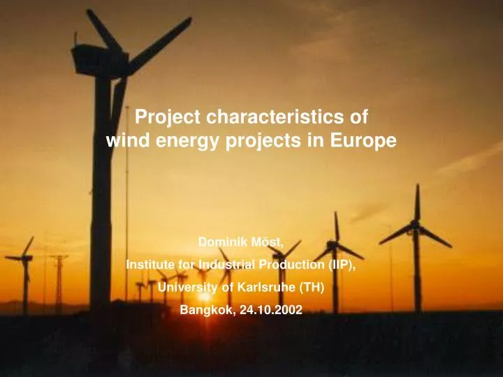 project characteristics of wind energy projects in europe