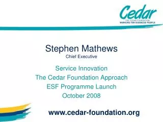 Stephen Mathews Chief Executive