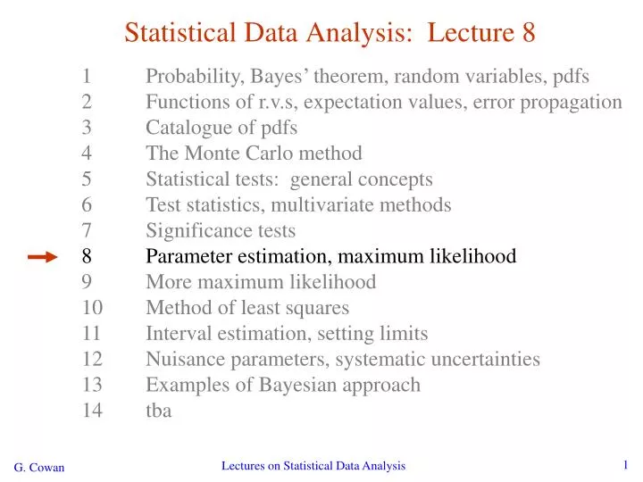 statistical data analysis lecture 8