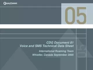 CDG Document 81 Voice and SMS Technical Data Sheet