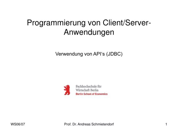 programmierung von client server anwendungen verwendung von api s jdbc