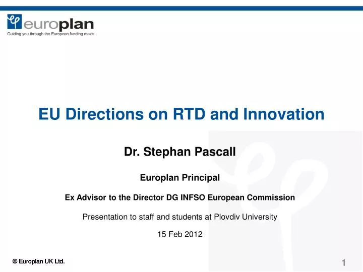 eu directions on rtd and innovation