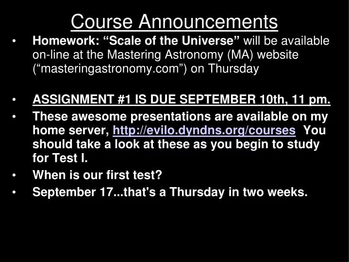 course announcements