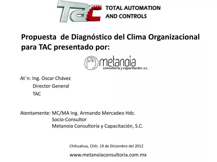 propuesta de diagn stico del clima organizacional para tac presentado por