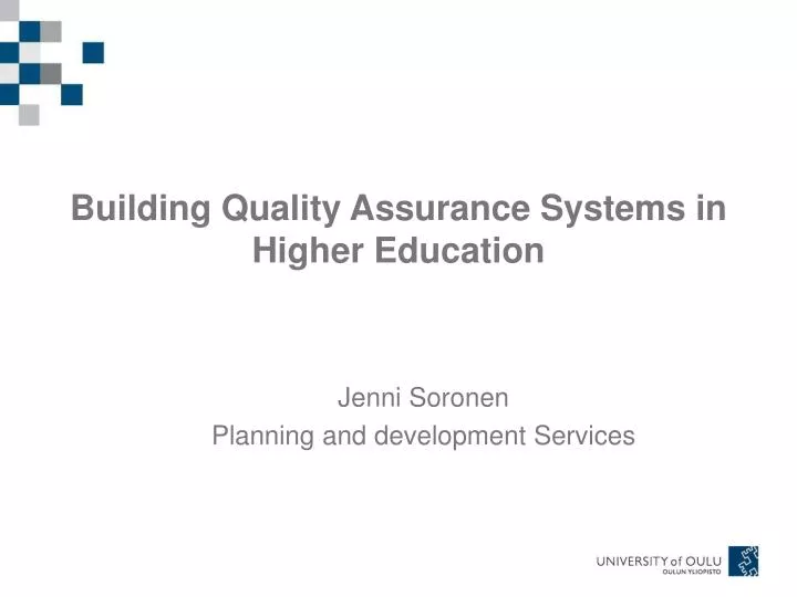 building quality assurance systems in higher education