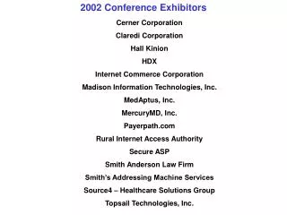 2002 Conference Exhibitors