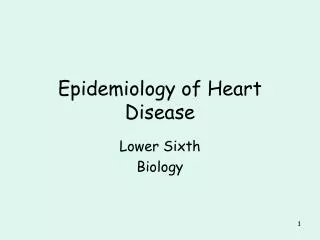 Epidemiology of Heart Disease