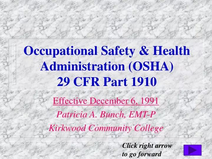 occupational safety health administration osha 29 cfr part 1910