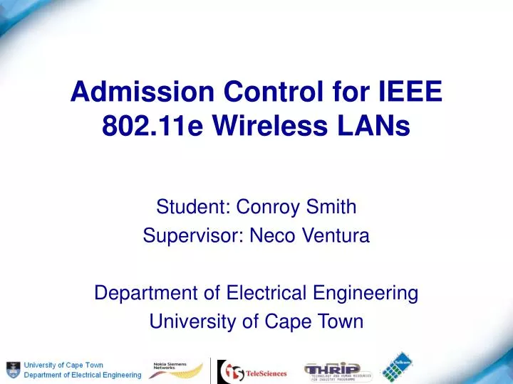 admission control for ieee 802 11e wireless lans