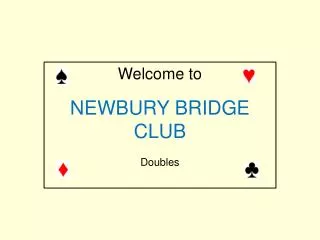 Welcome to NEWBURY BRIDGE CLUB Doubles