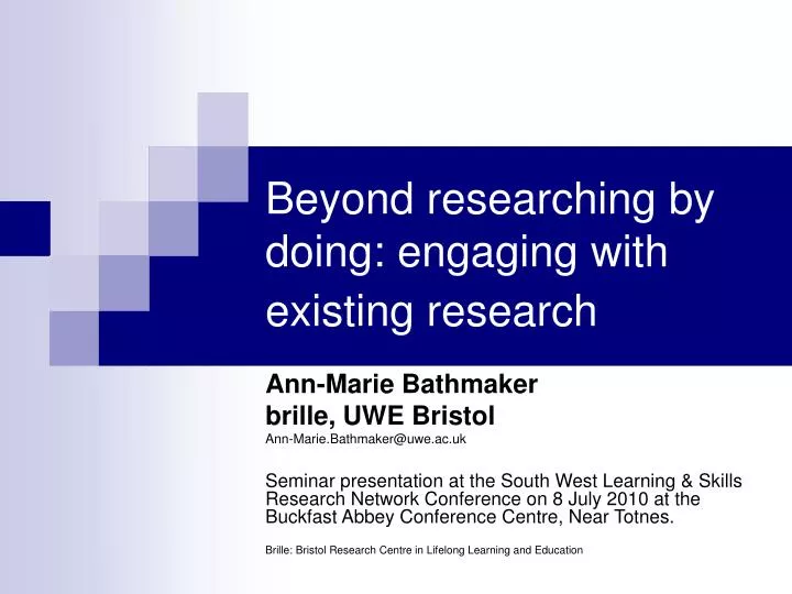 beyond researching by doing engaging with existing research