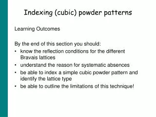 Indexing (cubic) powder patterns