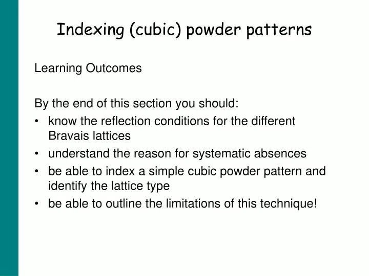 indexing cubic powder patterns