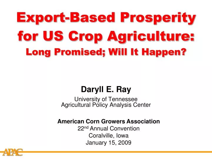 export based prosperity for us crop agriculture long promised will it happen