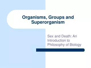 Organisms, Groups and Superorganism
