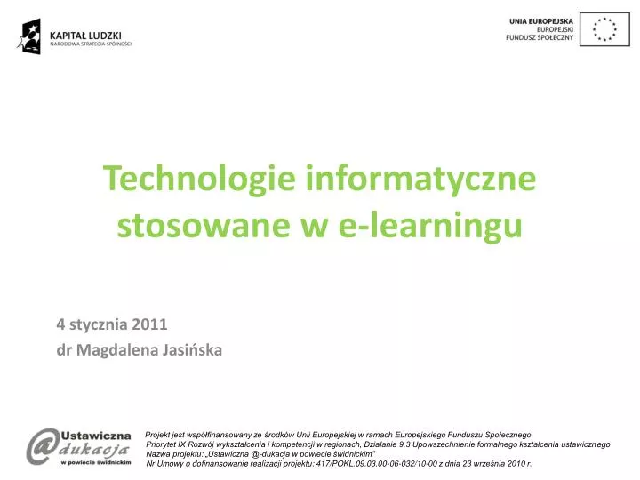 technologie informatyczne stosowane w e learningu
