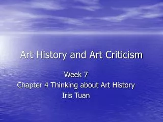 Art History and Art Criticism