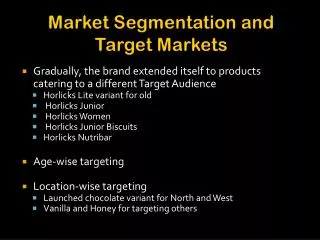Market Segmentation and Target Markets